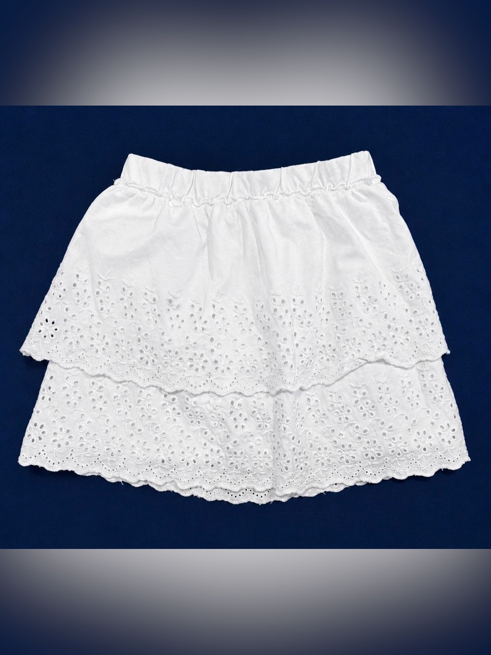 Zara White Eyelet Tiered Mini Skirt